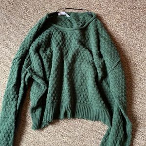 Green cropped sweater
